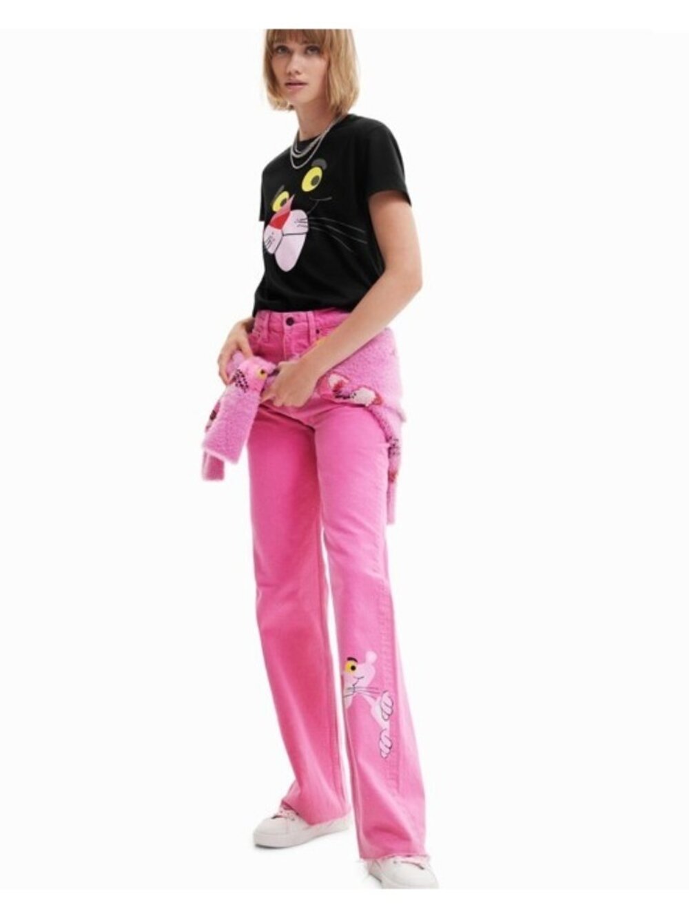 Desigual x Pink Panther Wide Leg Jeans Pink ( 8 )